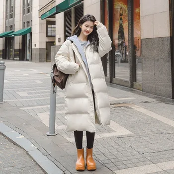 Зимняя пуховая хлопчатобумажная куртка хлопчатобумажная одежда женская корейская версия хлопчатобумажной куртки средней длины выше колена толстая куртка br