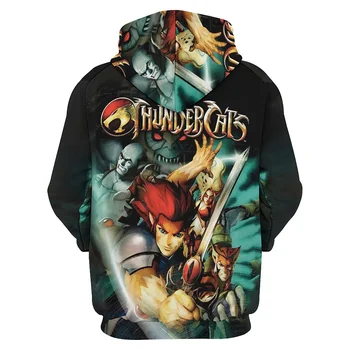 Толстовка с рисунком аниме Thundercats для мужчин с 3D принтом Thundera из мультфильма, Новинка в толстовках, женская одежда, пуловер Harajuku Fashion y2k