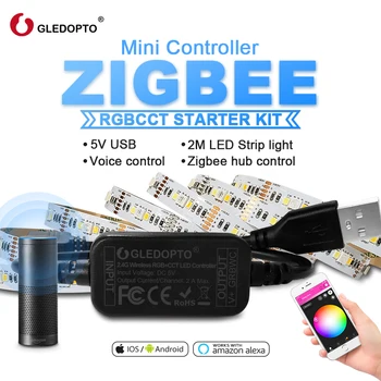 GLEDOPTO Zigbee Controller MINI Smart TV LED Strip Light Kit 5V USB RGBCCT Компьютерная Светодиодная Лента Работает с Zigbee Hub Echo