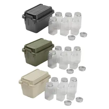 6x Походных банок для специй Бутылка для приправ Бутылка для приправ Портативный органайзер для специй для приготовления пищи на пикнике Походная уличная кухня
