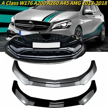 Для Mercedes Benz A Class W176 A200 A260 A45 AMG 2013-2018 Черный Глянец Передние Бамперы Спойлер Для губ Сплиттер Обвесы Тюнинг