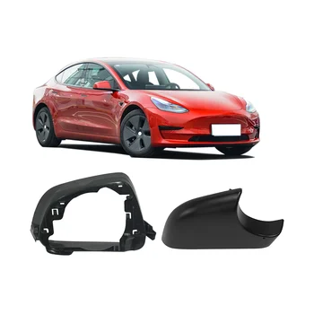 Нижняя Крышка Зеркала Левой и Правой Боковой Двери Автомобиля с Рамкой Черного Цвета для Tesla Model 3 2017-2021