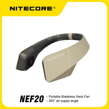 Портативный безлопастной шейный вентилятор NITECORE NEF20 с углом подачи воздуха 360 °, 3-уровневая скорость ветра