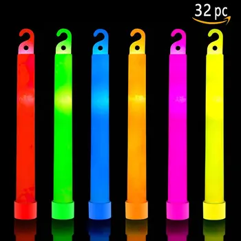 Светящиеся палочки Сверхяркая 6-дюймовая Большая Светящаяся палочка - Химические Светящиеся палочки продолжительностью 12 часов - Походные светящиеся палочки - Glowsticks fo