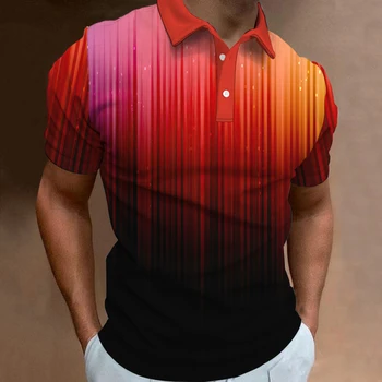 Мужская модная рубашка Поло с цветным 3D принтом, мужская одежда, повседневные уличные топы с короткими рукавами, футболки, свободные рубашки Оверсайз и блузки