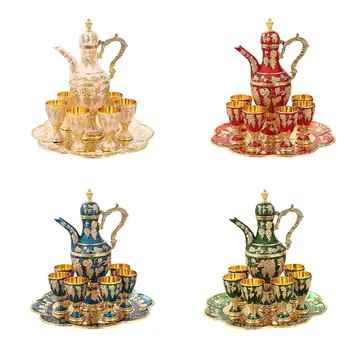 Европейский набор, винтажный набор чайников, посуда для напитков, домашний декор, набор металлических стеклянных кувшинов, турецкий набор чайников для фестиваля в отеле