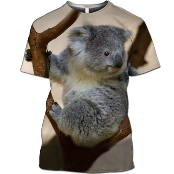 2023 Harajuku 3D Летняя Мужская футболка Летняя Рубашка с короткими рукавами и круглым вырезом NewForest Animal Koala Футболка