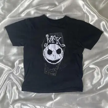 Эстетичный женский укороченный топ с черепом, уличная одежда, Гранжевая детская футболка, винтажная повседневная футболка с коротким рукавом в стиле Y2k, девушка-эмо