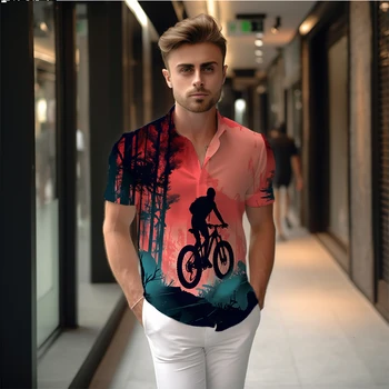 Летняя новая мужская рубашка rider с 3D принтом, мужская рубашка в повседневном стиле для отдыха, модная мужская рубашка, высококачественная мужская рубашка