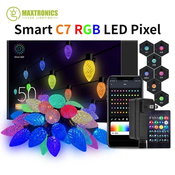 Новые пиксельные модули Smart C7 RGB LED, водонепроницаемая гирлянда с клубничным светом, приложение Bluetooth 