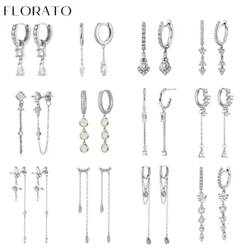 FLORATO серьги из стерлингового серебра 925 пробы, цепочка, серьги-подвески с кисточками, циркон, серебряные серьги для женщин, Трендовые Роскошные Свадебные Украшения