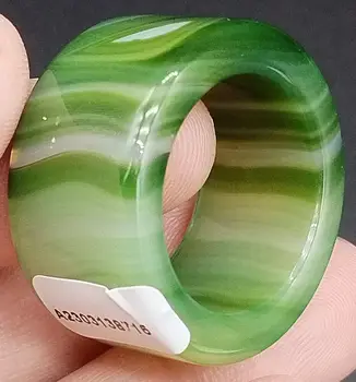 Внутреннее Мужское кольцо ручной Работы из сертифицированного китайского натурального Зеленого Агата диаметром 22,60 мм