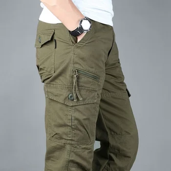 Тактические походные брюки карго Мужские для кемпинга на природе рыбалки с несколькими карманами Военный хлопчатобумажный комбинезон армейские прямые брюки Длинные брюки