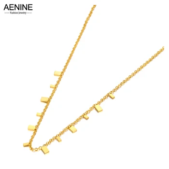 Геометрические прямоугольные чокеры AENINE из нержавеющей стали в форме капли, ожерелье для женщин, модные ожерелья из бисера ручной работы AN22094