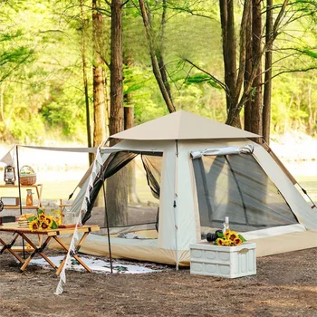 Автоматическая Быстрораскрывающаяся палатка для кемпинга на открытом воздухе на 5-8 человек, Портативные Складные укрытия, водонепроницаемая Солнцезащитная ткань, Семейная туристическая палатка