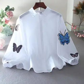 Маленькая свежая блузка с рукавами-фонариками, женская летняя новинка 2023, Поло с чувством стиля Casual, Универсальная рубашка, женский топ