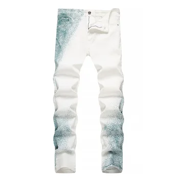 Повседневные джинсовые брюки в стиле хип-хоп с принтом Граффити, мужская уличная одежда Харакуджу, модные джинсовые брюки для мужчин Slim Fit