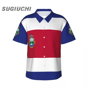 Флаг Коста-Рики, 3D гавайские рубашки для мужчин, пляжная рубашка с коротким рукавом, Летняя повседневная одежда на пуговицах с цветочным рисунком