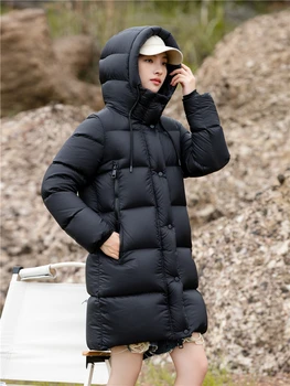 TXii 95 Белый утиный пух 2023, Новая высококачественная утолщенная модная женская зимняя куртка-пуховик средней длины, облегающая фигуру