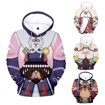 Толстовка Genshin Impact 3D, женская мужская толстовка с капюшоном, уличная одежда, пуловеры Harajuku с длинным рукавом, одежда для подростков