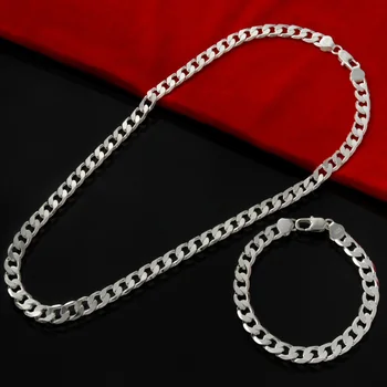 Изысканные Браслеты-цепочки из стерлингового Серебра 925 пробы с геометрией 6 мм, Ожерелья для женщин, Мужские Модные дизайнерские Наборы свадебных украшений для вечеринок, Подарки