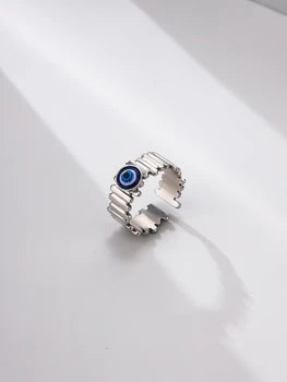 Новое оригинальное винтажное кольцо с циркониевым глазом дьявола простого цвета, Турецкое круглое кольцо с открытым голубым глазом, медное кольцо