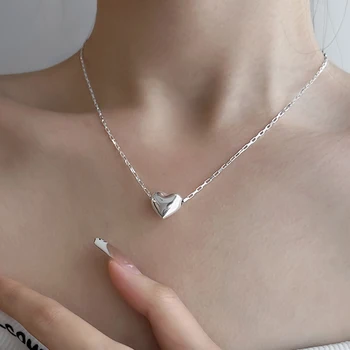 Ожерелье-чокер с геометрической подвеской в виде сердца из стерлингового серебра 925 пробы для женщин, изысканные летние украшения для девочек, минималистичный модный подарок для вечеринки