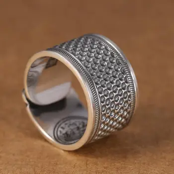 S999 Полностью Серебряное Открытое кольцо Xiangyun для мужчин Широкое Персонализированное кольцо из стерлингового серебра, Винтажное Выдвижное кольцо из тайского серебра