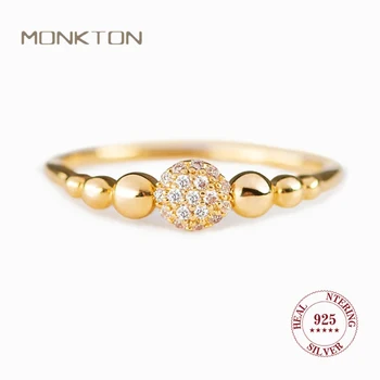 Блестящий шар из настоящего серебра 925 пробы Monkton с циркониевым кольцом для женщин, Романтическое Обручальное кольцо на палец, Аксессуары, ювелирные изделия
