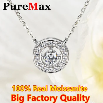 PureMax VVS1 Муассанитовое Ожерелье Для Женщин С Сертификатом GRA, Женская Подвеска Halo, Настоящие Серебряные Аксессуары S925, Ювелирные Изделия