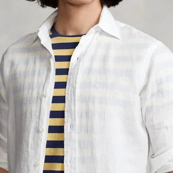 Летние Качественные мужские рубашки с длинным рукавом из хлопка и льна С вентиляцией, классический повседневный топ с вышивкой, другие стили