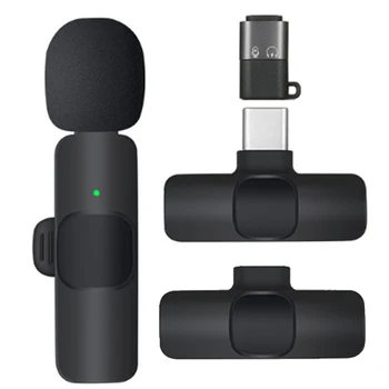Беспроводной петличный микрофон, портативный Мини-микрофон для записи аудио и видео, Конденсаторный микрофон с шумоподавлением для игровых телефонов в прямом эфире