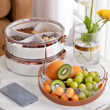 Отделение для фруктовых тарелок с прозрачной крышкой, ручка-захват, большой объем, легко моющийся контейнер для хранения закусок