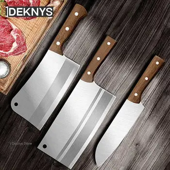 Оригинальный японский кухонный нож, профессиональный тесак для обвалки мяса, разделочный нож для мясника с деревянной ручкой из нержавеющей стали 4cr13