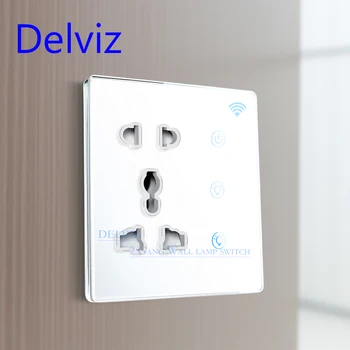 Умная Универсальная Розетка Delviz, Панель из Закаленного стекла, Bluetooth wifi Tuya system intelligent home, 2 Банды WIFI Настенных Выключателей света