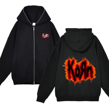 Мужские толстовки с металлической музыкой, куртка на молнии, Мировое турне рок-группы Korn, уличная одежда в стиле хип-хоп оверсайз
