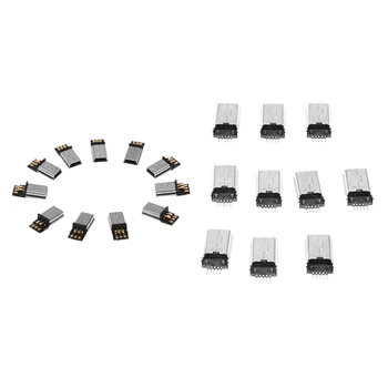 Розничная продажа 10шт Мини-Usb 5-контактный штекер Diy Smt разъем и 10шт Мини-USB Тип B штекер 180-градусный 5-контактный разъем Smd Smt