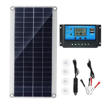 Гибкая солнечная панель мощностью 10 Вт, Солнечные элементы для автомобиля, лодки на колесах, дома, фургона на крыше, кемпинга, солнечной батареи, модуля солнечного контроллера на 30 А