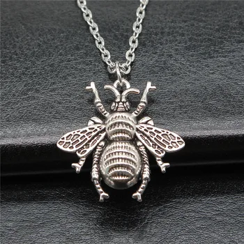Винтажное серебряное ожерелье-цепочка с подвеской в виде большой Пчелы для женщин, преувеличенное колье на ключицу, украшения для шеи, подарочный воротник для девочек