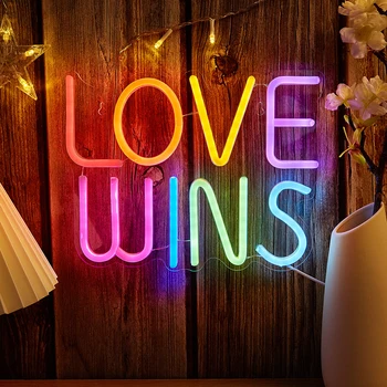 Chi-buy LOVE WINS Светодиодная неоновая вывеска с питанием от USB, неоновые вывески, ночник, 3D Настенное искусство и игровая комната, спальня, декор для гостиной, Вывески для ламп